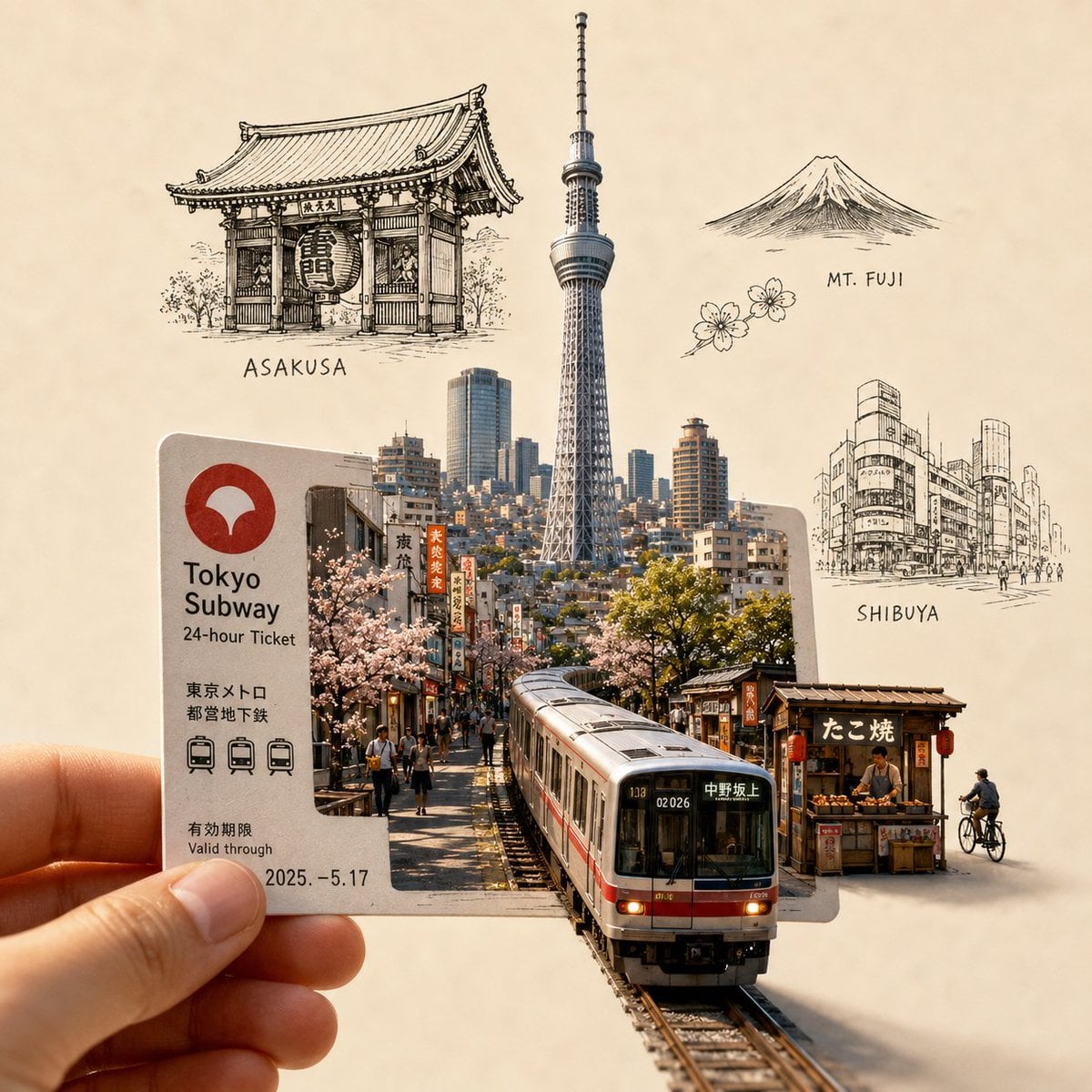 Create a highly detailed, premium travel-art illustration featuring a…