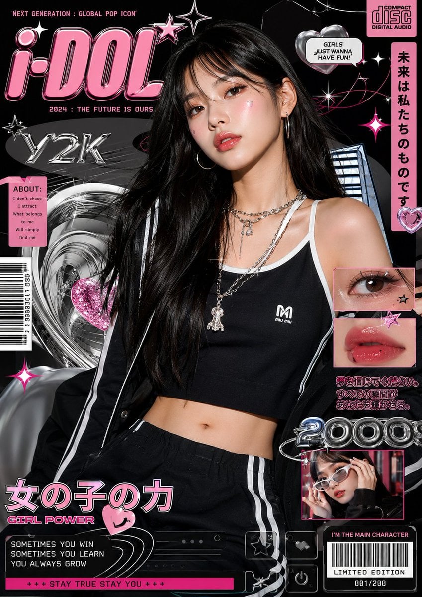 Ultra-stylized luxury fashion editorial poster featuring a confident…
