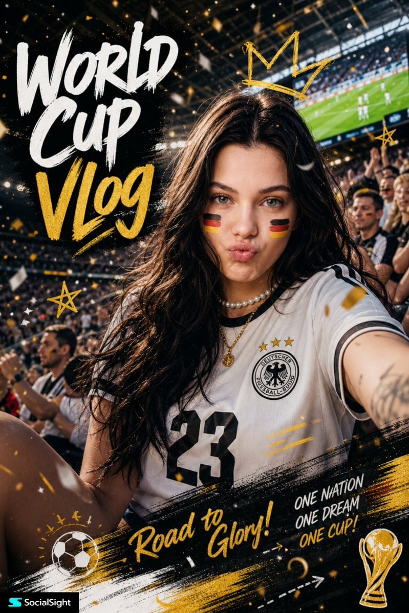 Ultra-realistic sports fan portrait poster, beautiful young woman wit…