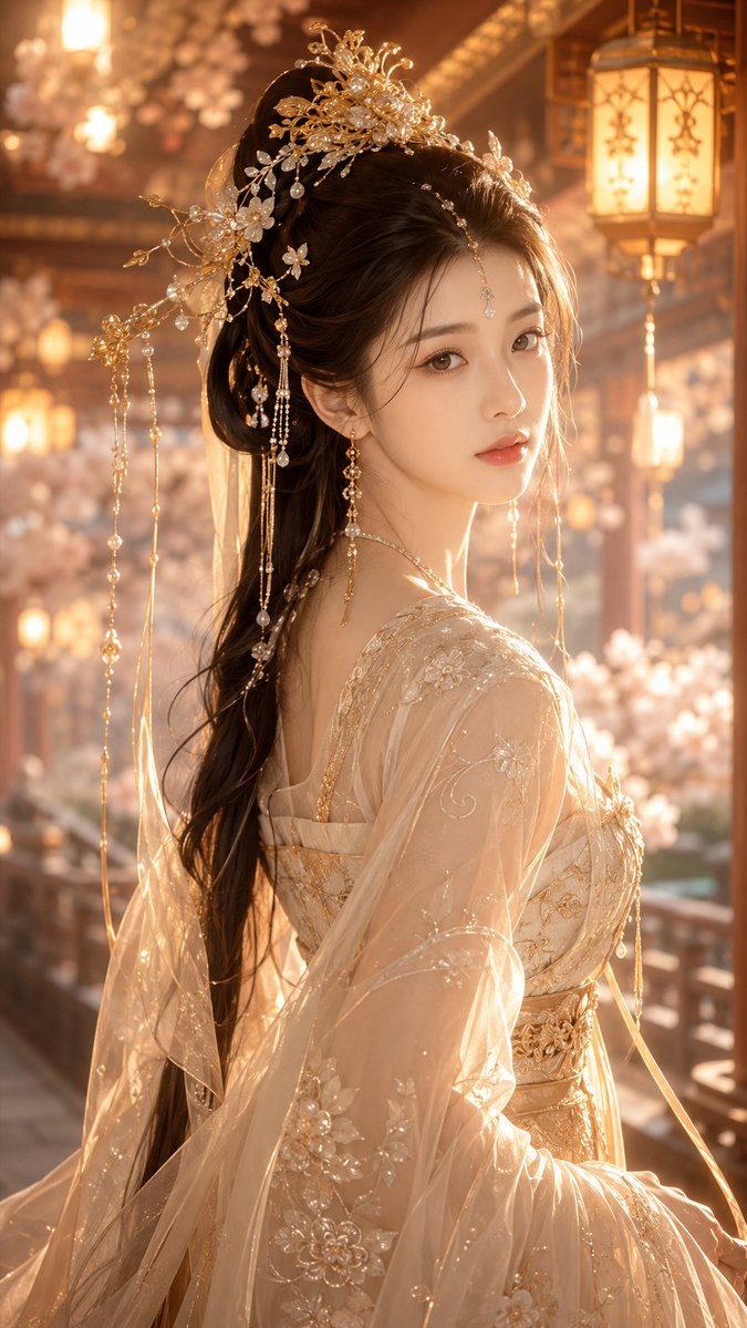 9:16竖版，古风仙侠精修写真，高精度东方幻想女性人像，唐风幻想审美，古偶女主感，画面主体是一位明确成年的年轻东方女性，视觉年龄约22–2…