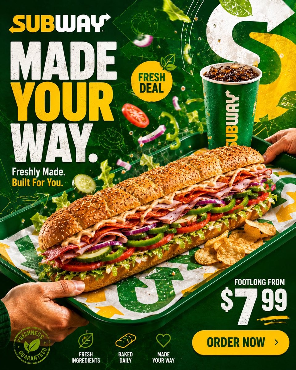 SUBWAY "EAT FRESH." FORMAT Ultra-Premium Fast Food Social Media Adver…