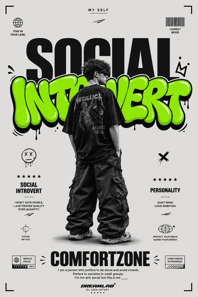 Ultra clean streetwear graphic poster on a minimalist light gray back…