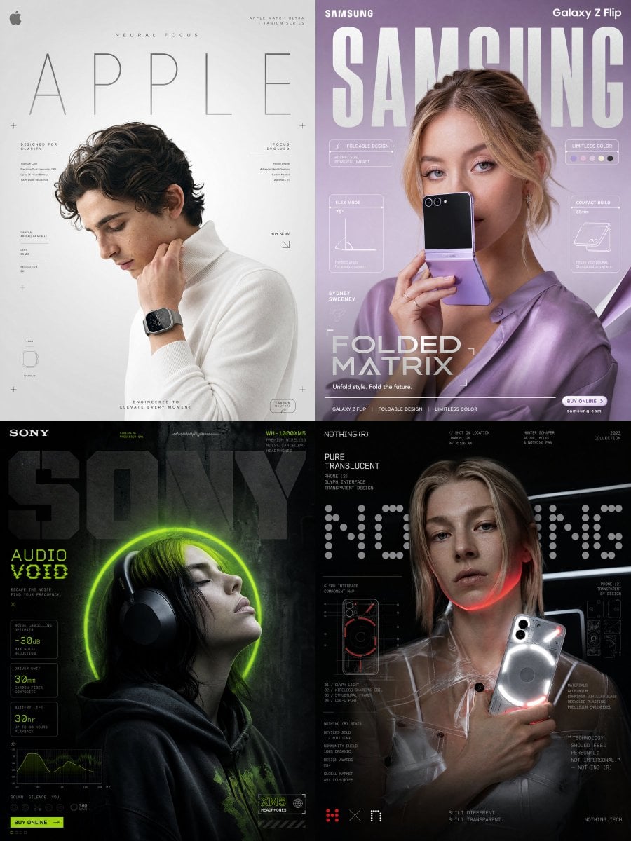 Minimalist Tech & Wearables ([Brand Name]) high-contrast, graphic-des…