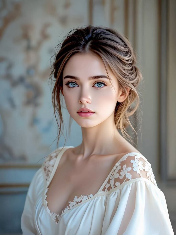 Ultra-realistic close-up portrait of a beautiful young woman, delicat…