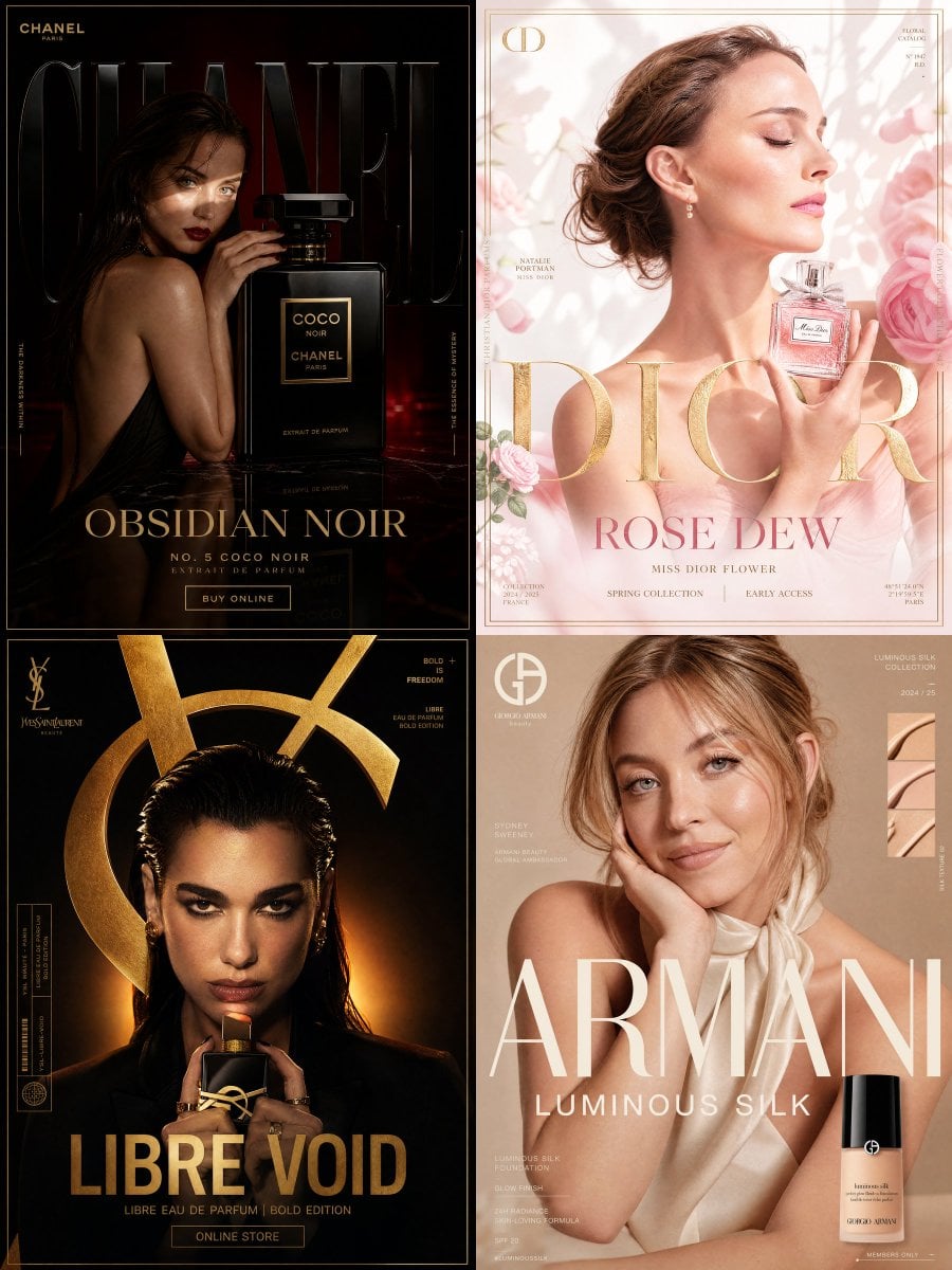 Chanel Beauty × Ana de Armas — "OBSIDIAN NOIR" FORMAT: Ultra-Premium Beauty SMM Poster | 4:5 | Instagram Hero…