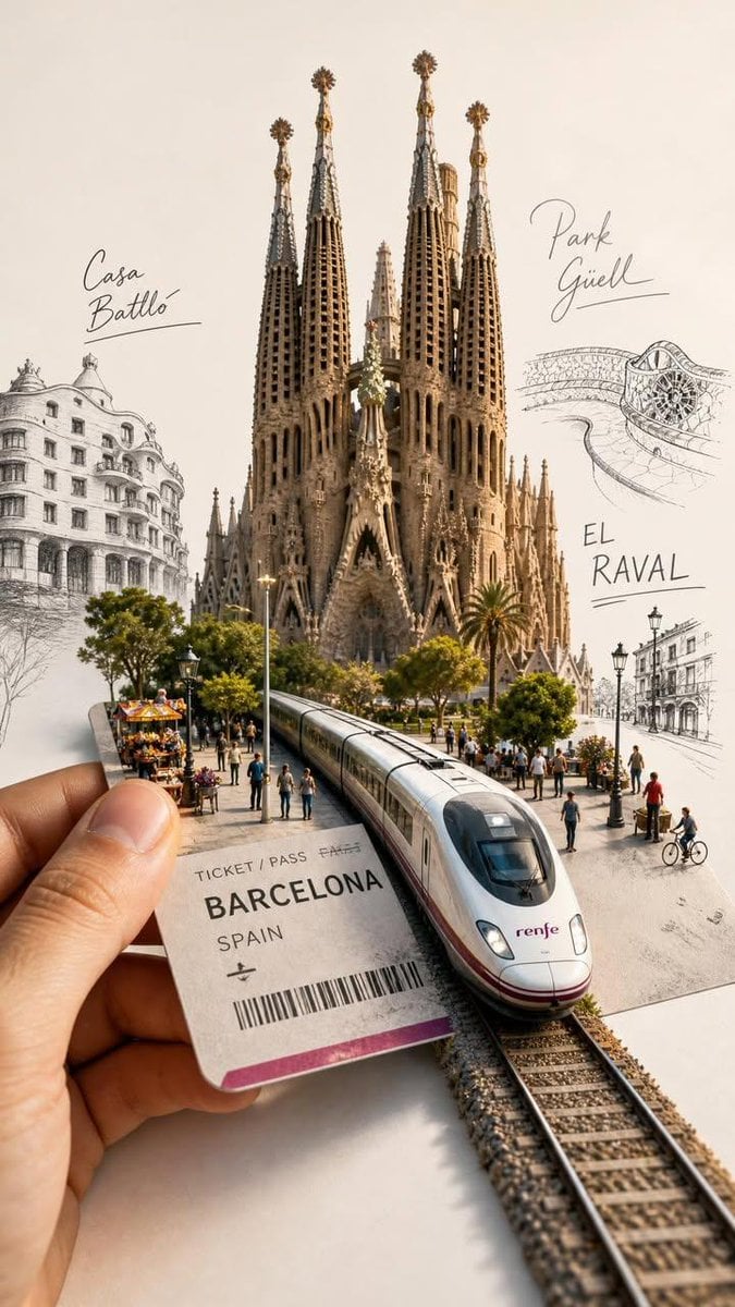 Forced perspective photography, human hand holding vintage travel tic…