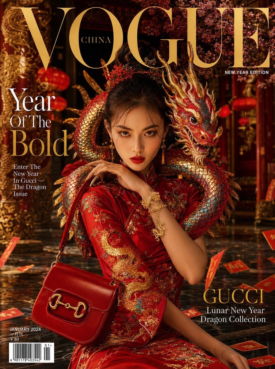 VOGUE CHINA NEW YEAR EDITION luxury fashion magazine cover A fierce a…