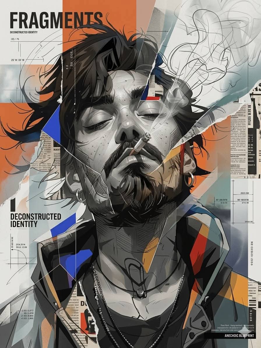 Ultra-detailed futuristic editorial mixed-media portrait blending hyp…
