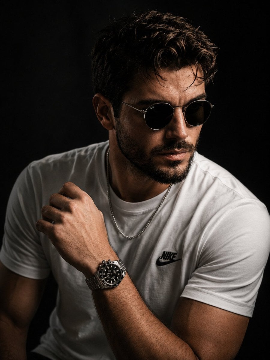 Ultra-realistic luxury male portrait, inspired by a fusion of modern…