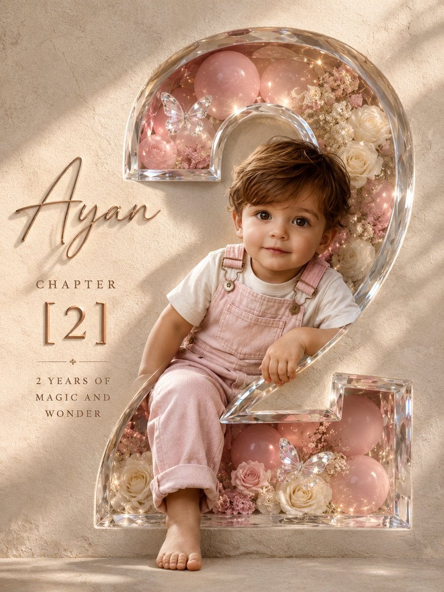 Professional luxury birthday poster, 3:4 portrait composition, ultra high-end studio photography aesthetic, p…