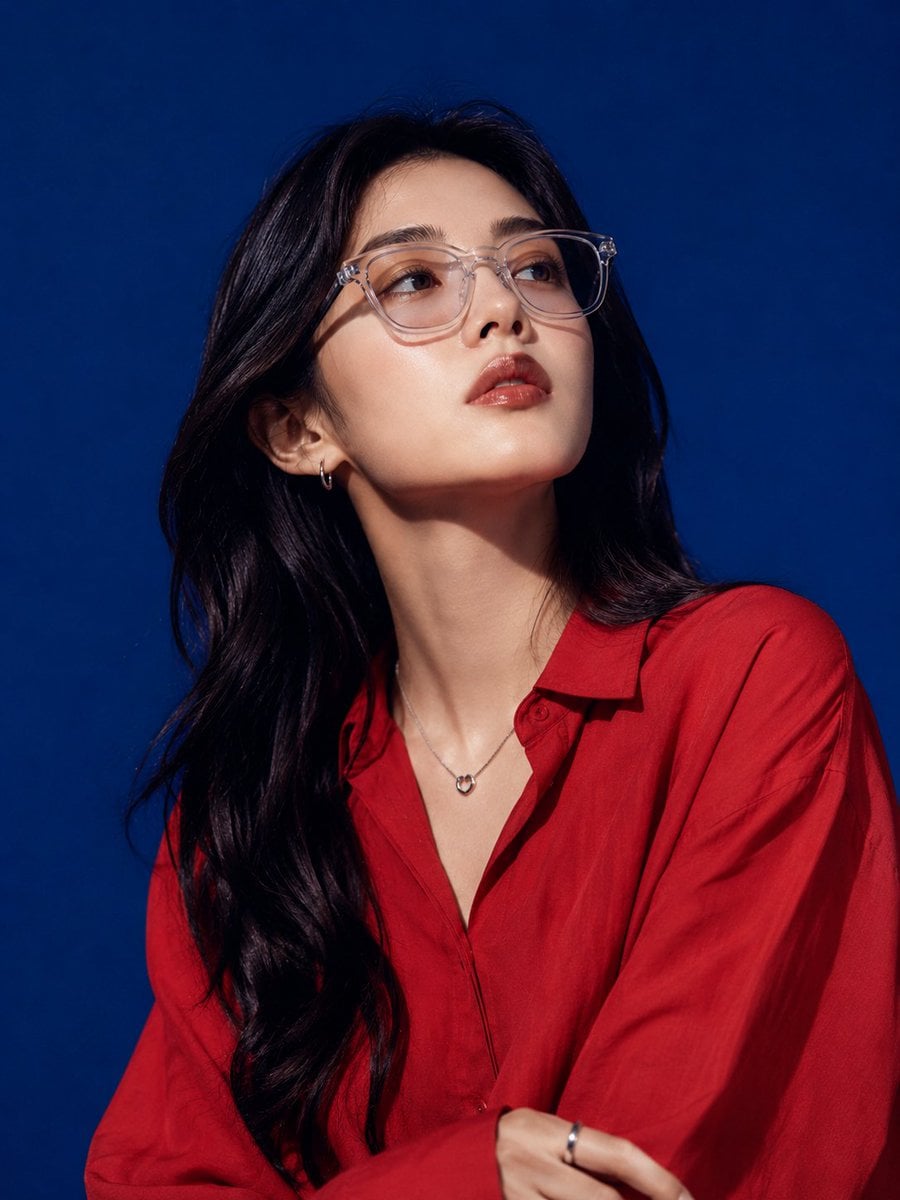 Ultra-realistic high-fashion studio portrait of a beautiful young Eas…