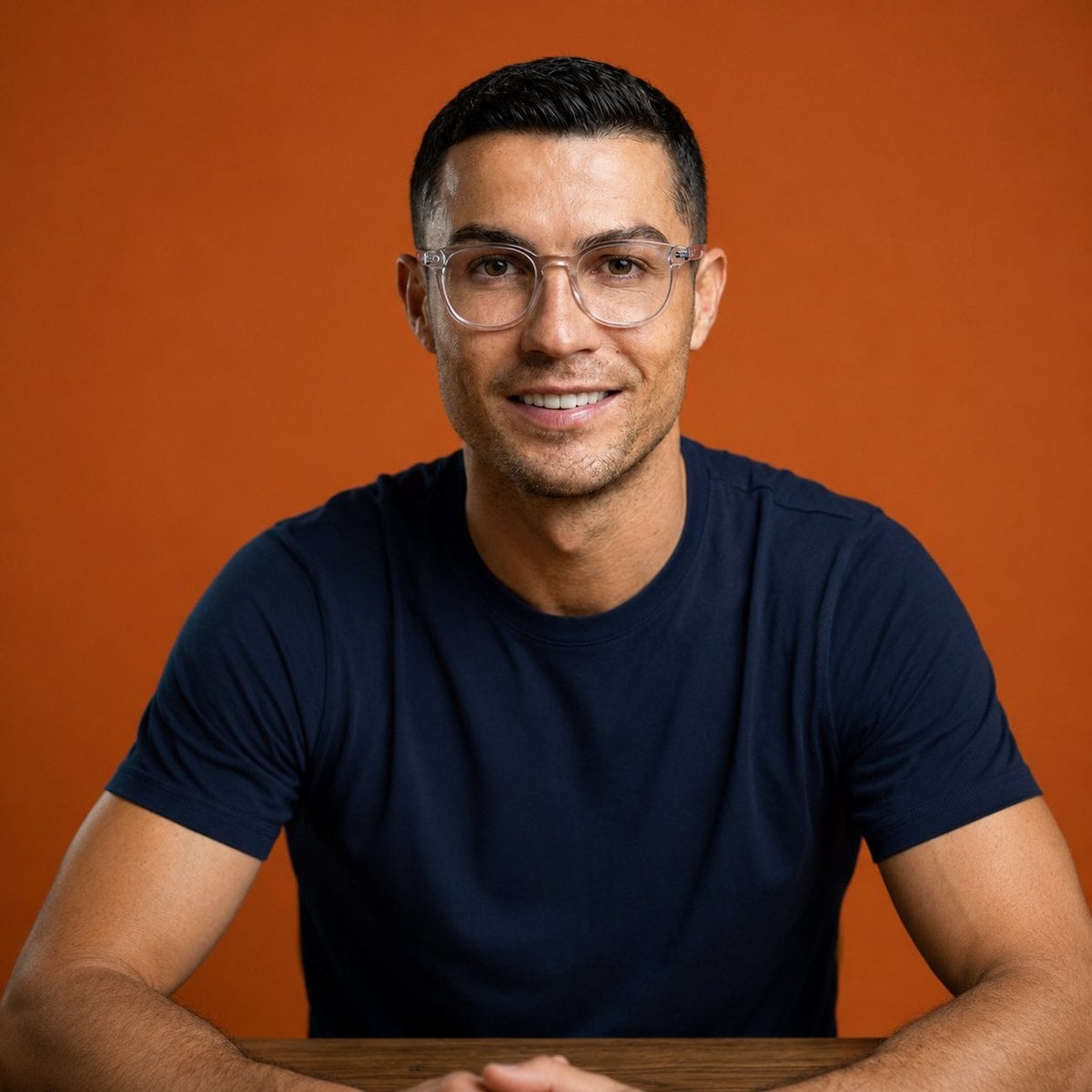 (Orange Background Male Portrait) Ultra-realistic professional studio…