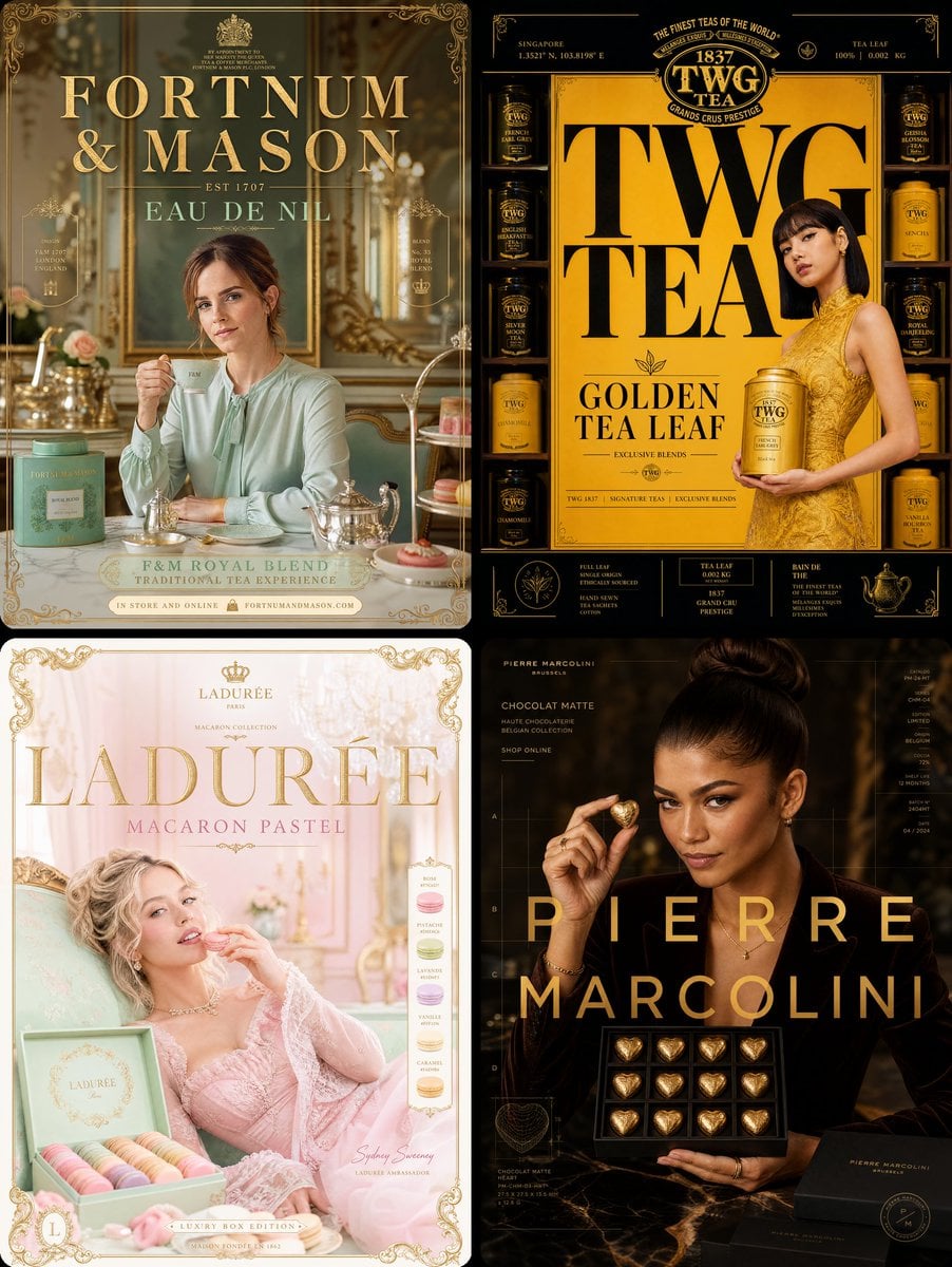Fortnum & Mason × Emma Watson — "EAU DE NIL" FORMAT: Ultra-Premium Gastronomy SMM Poster | 4:5 | Instagram He…