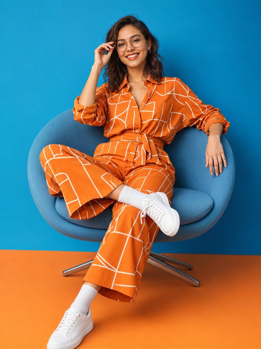 Ultra-realistic fashion lifestyle photography of a cheerful young wom…