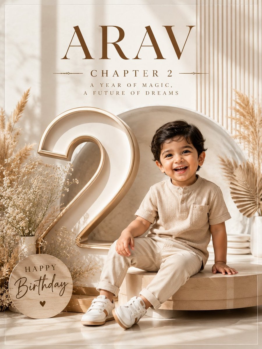 Professional luxury birthday poster, 3:4 portrait composition, ultra-…