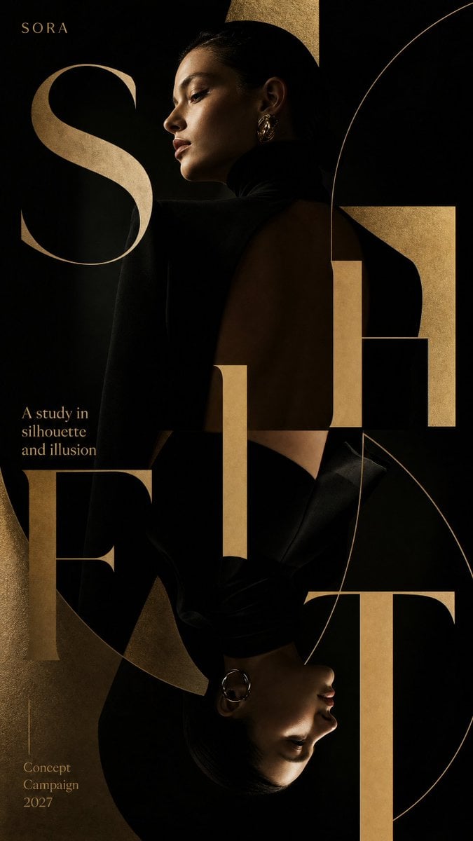 Create a high-end fashion campaign typography poster. Theme: [Campaig…