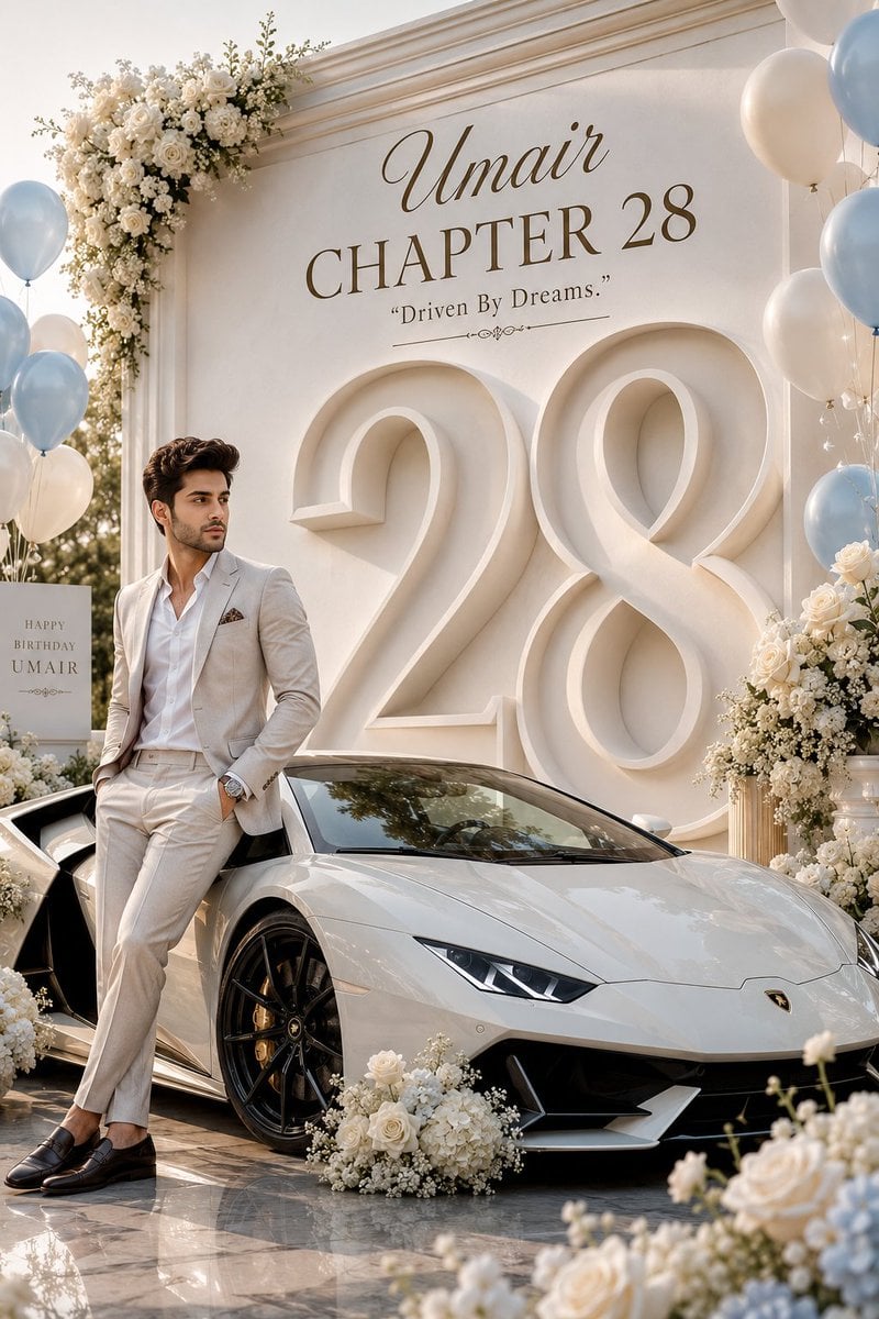 Create an ultra-luxury birthday milestone poster featuring a giant 3D…