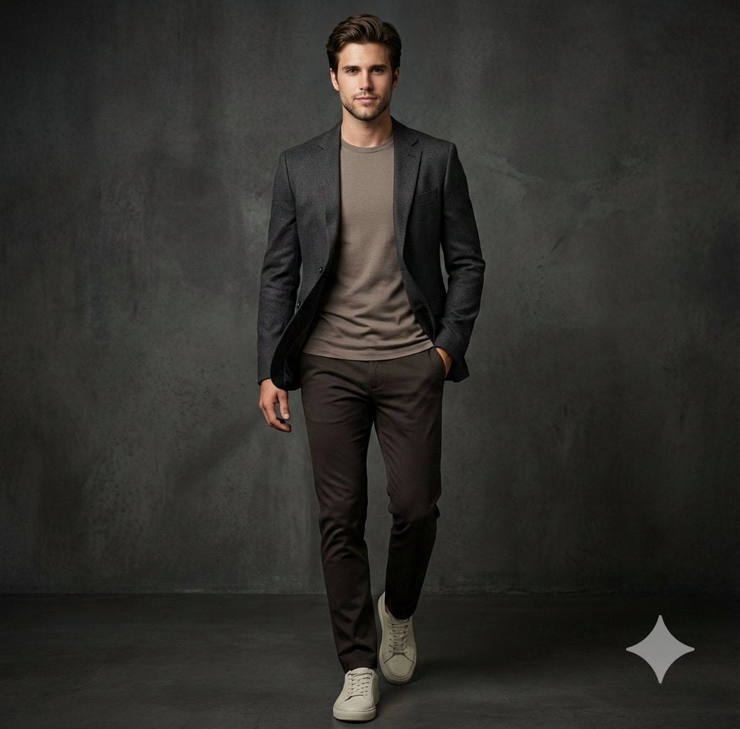 Ultra-realistic studio portrait of a man matching the reference face…