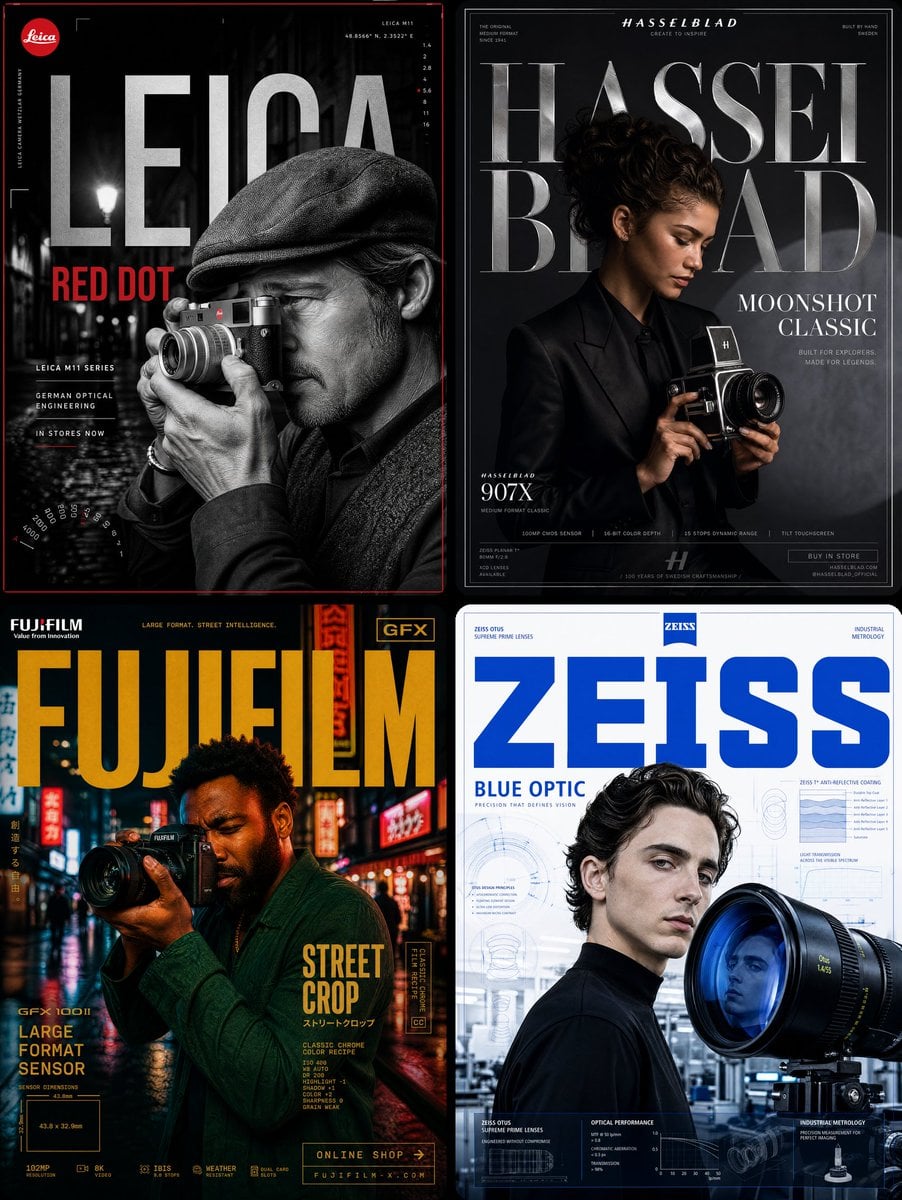 Leica Camera × Brad Pitt — "RED DOT" FORMAT: Ultra-Premium Optics SMM Poster | 4:5 | Instagram Hero | Behance…
