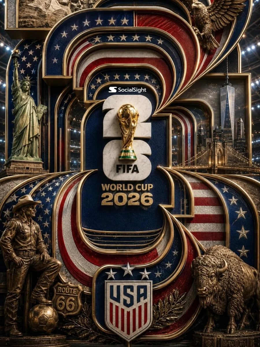 Ultra-detailed luxury 3D poster for the FIFA World Cup 2026 USA. Mass…