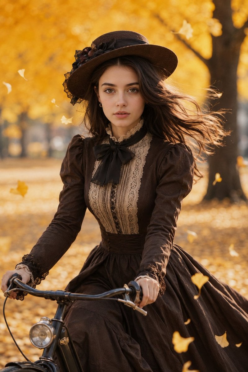 An ultra-realistic, cinematic portrait of a beautiful young woman rid…