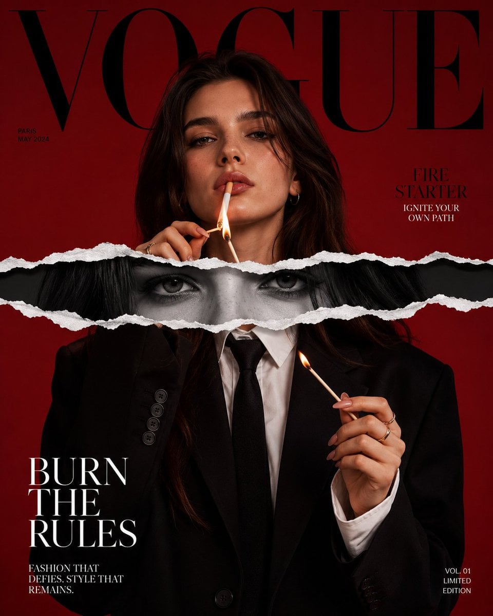 Ultra high fashion editorial magazine cover inspired by luxury fashio…