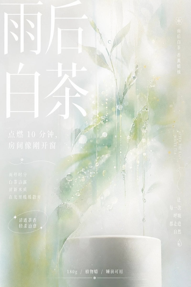 围绕[具体主题内容]生成一张明亮、清透、带空气感的信息视觉：画面核心不是清晰写实主体，而是把主题意象溶解成柔焦色雾与细长下坠的流动色痕，形…