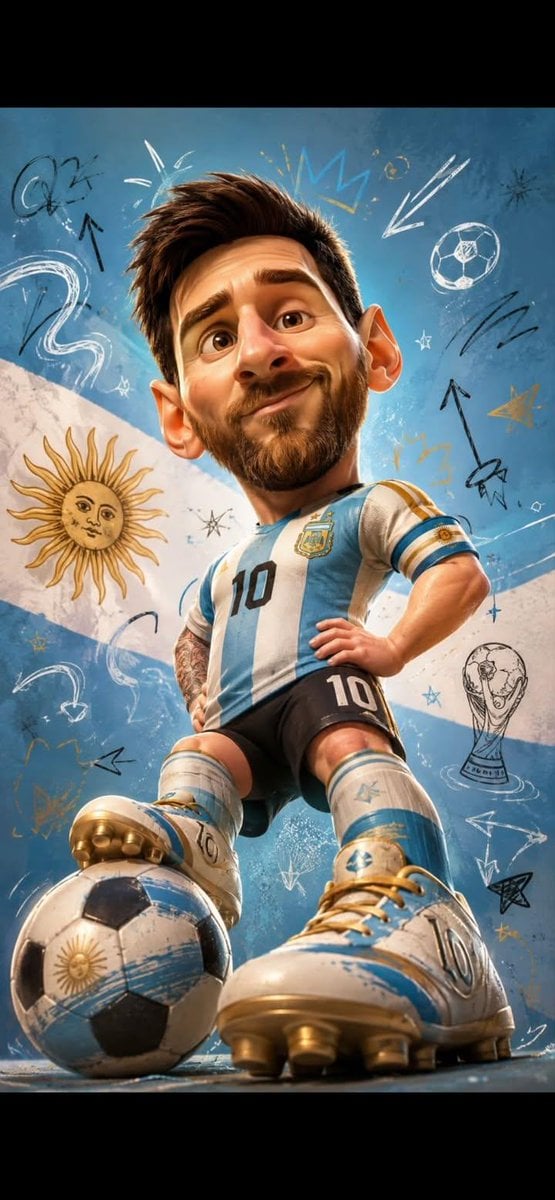 Full body caricature of a famous male football player with oversized…