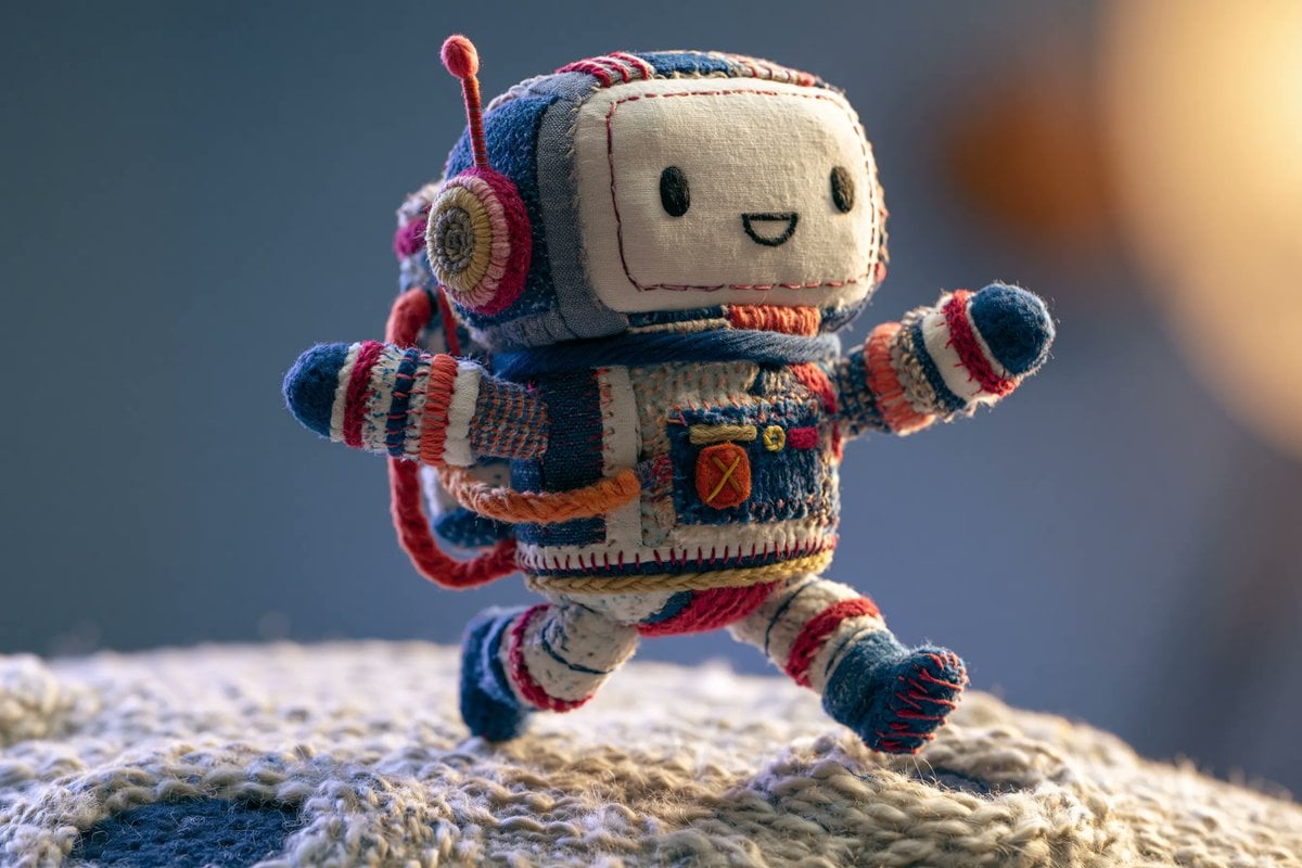 A stop-motion animation style scene featuring a whimsical fabric scul…