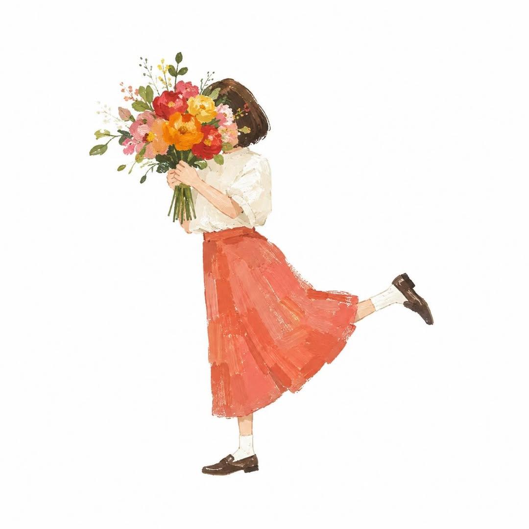 Illustration of "Me and [Subject]" in a playful and charming pose. Ha…