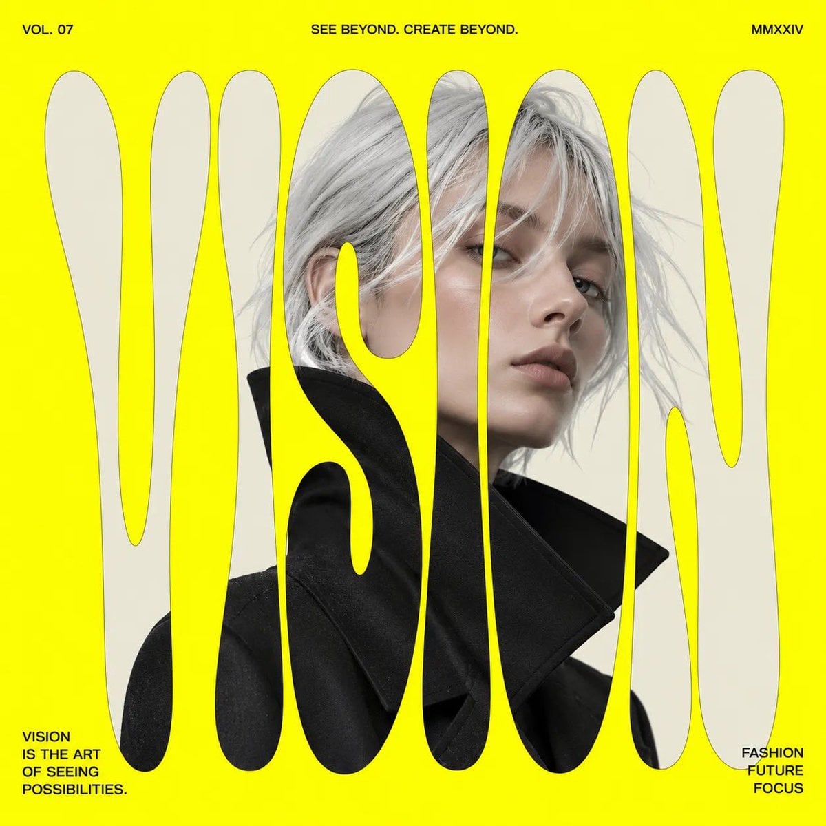 Create modern fashion editorial posters with oversized distorted typo…