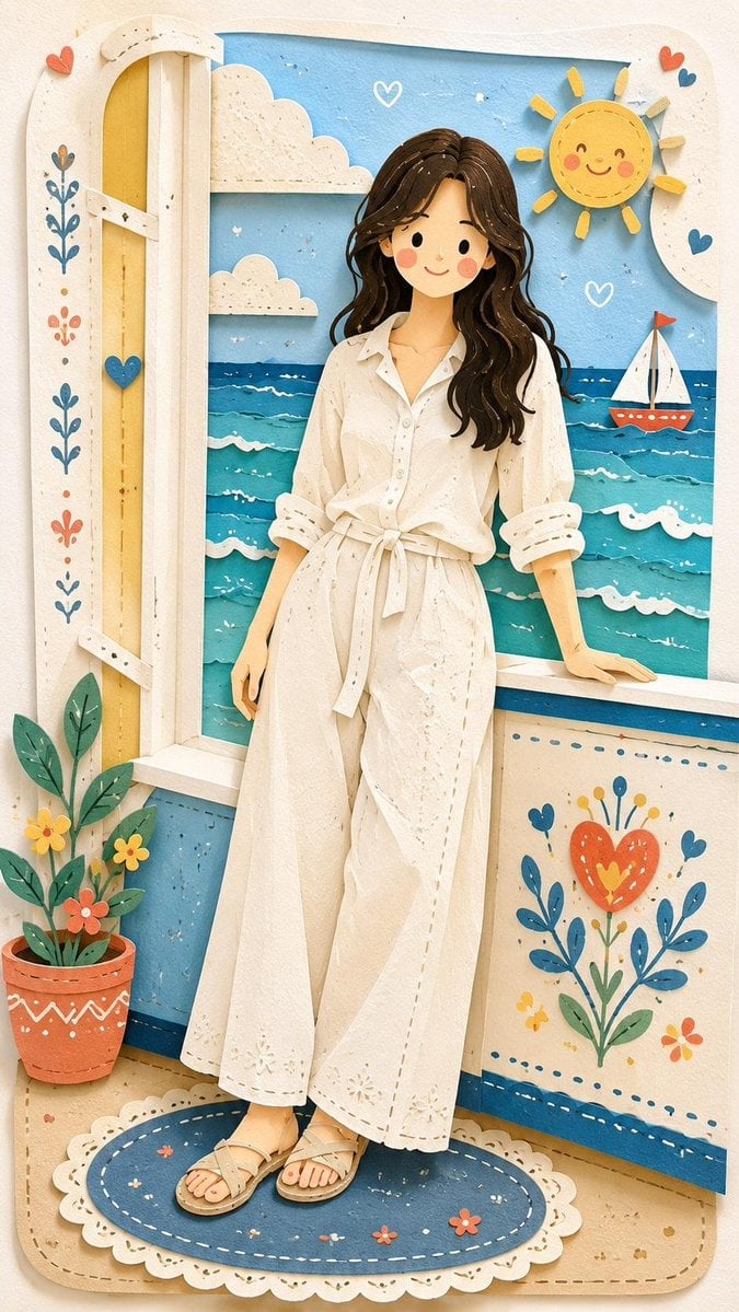 Reimagine the entire image as one cohesive Decorative Folk Flat Illus…