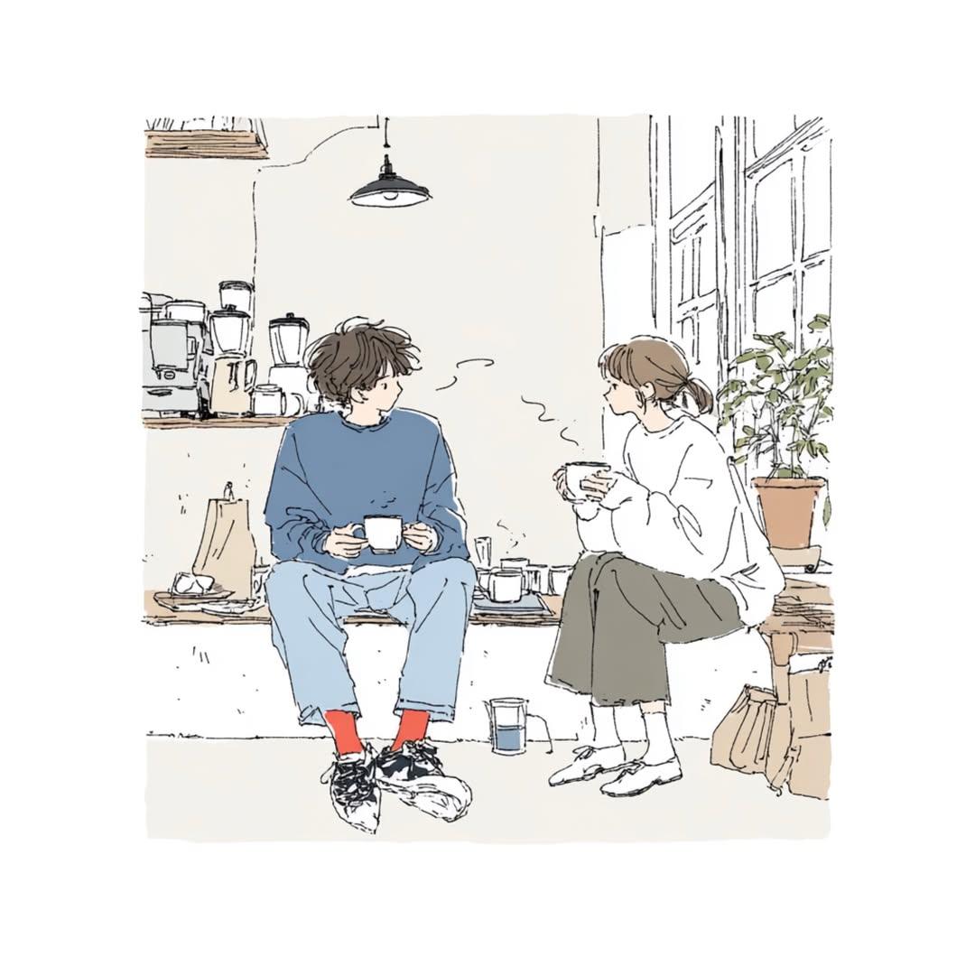 Create a delicate contemporary Japanese lifestyle illustration with a…
