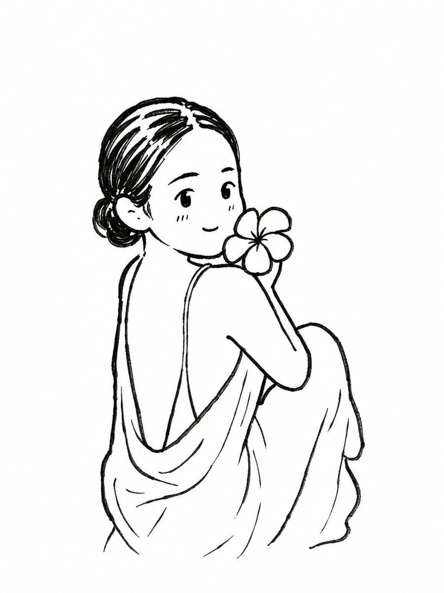 Transform the uploaded photo into a cute black-and-white hand-drawn chibi doodle illustration. Preserve the e…
