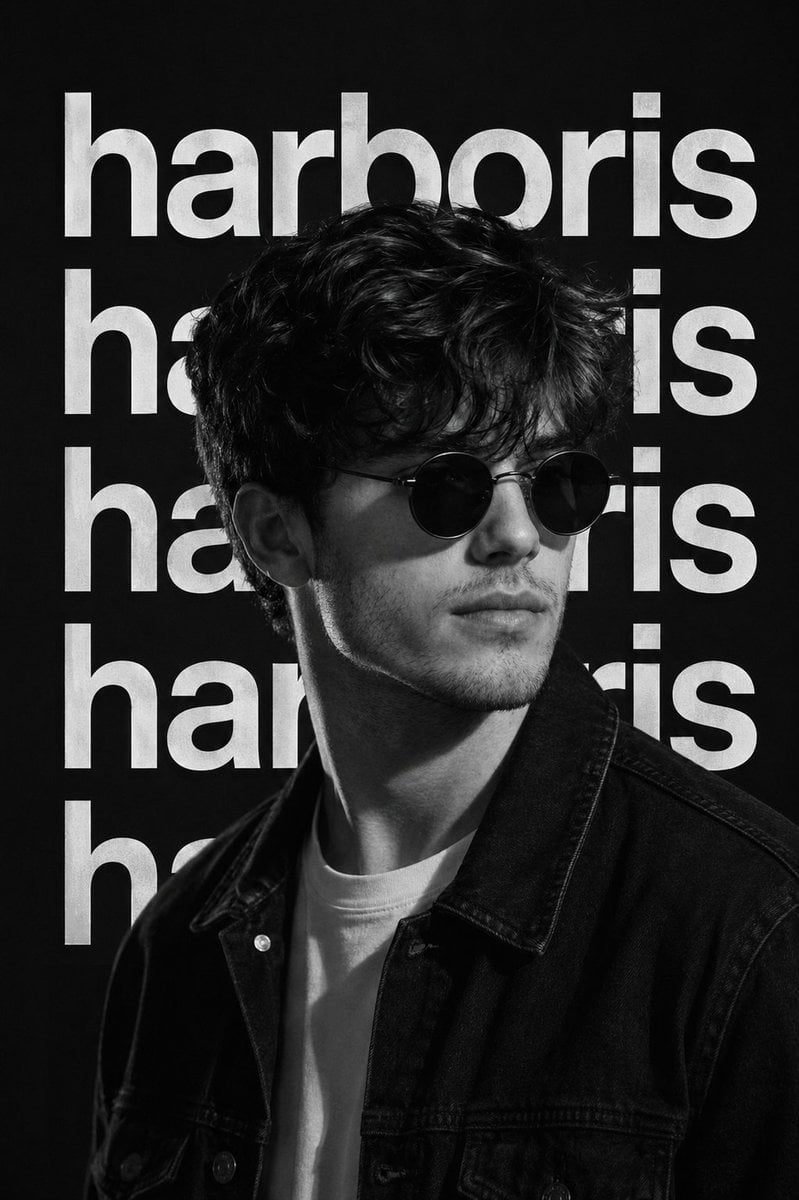 Ultra-realistic black & white cinematic portrait, stylish man in roun…