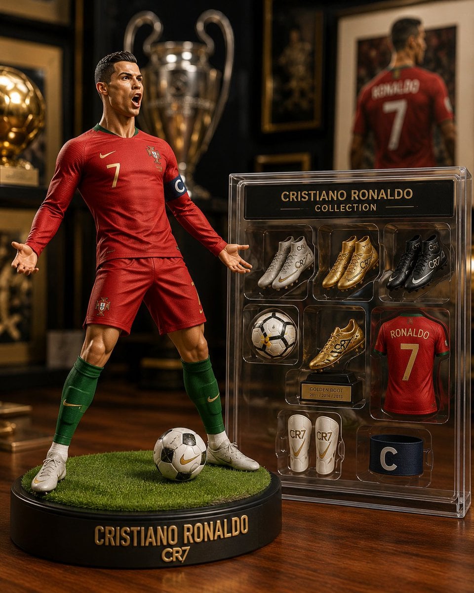 Create a premium 3D collectible figurine of [Person Character] in a s…