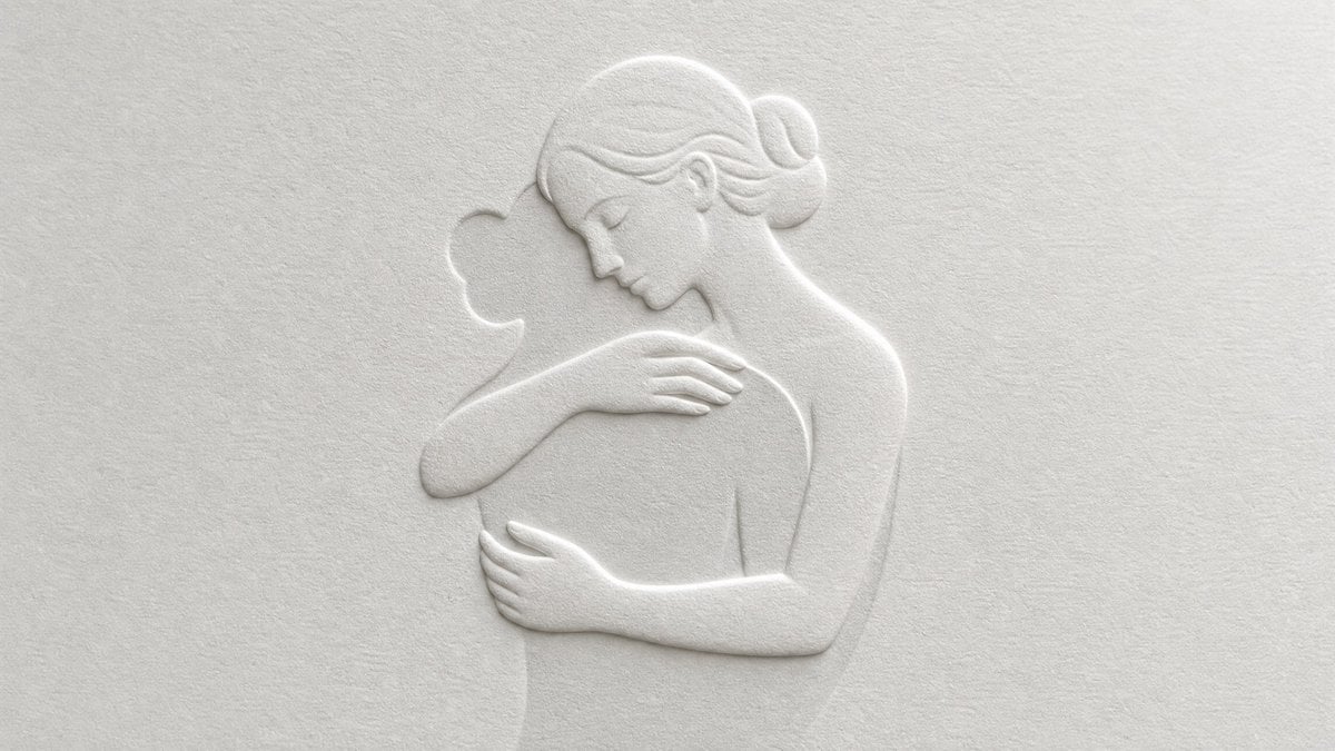 rendered as a blind embossed paper artwork subtle raised only no ink…