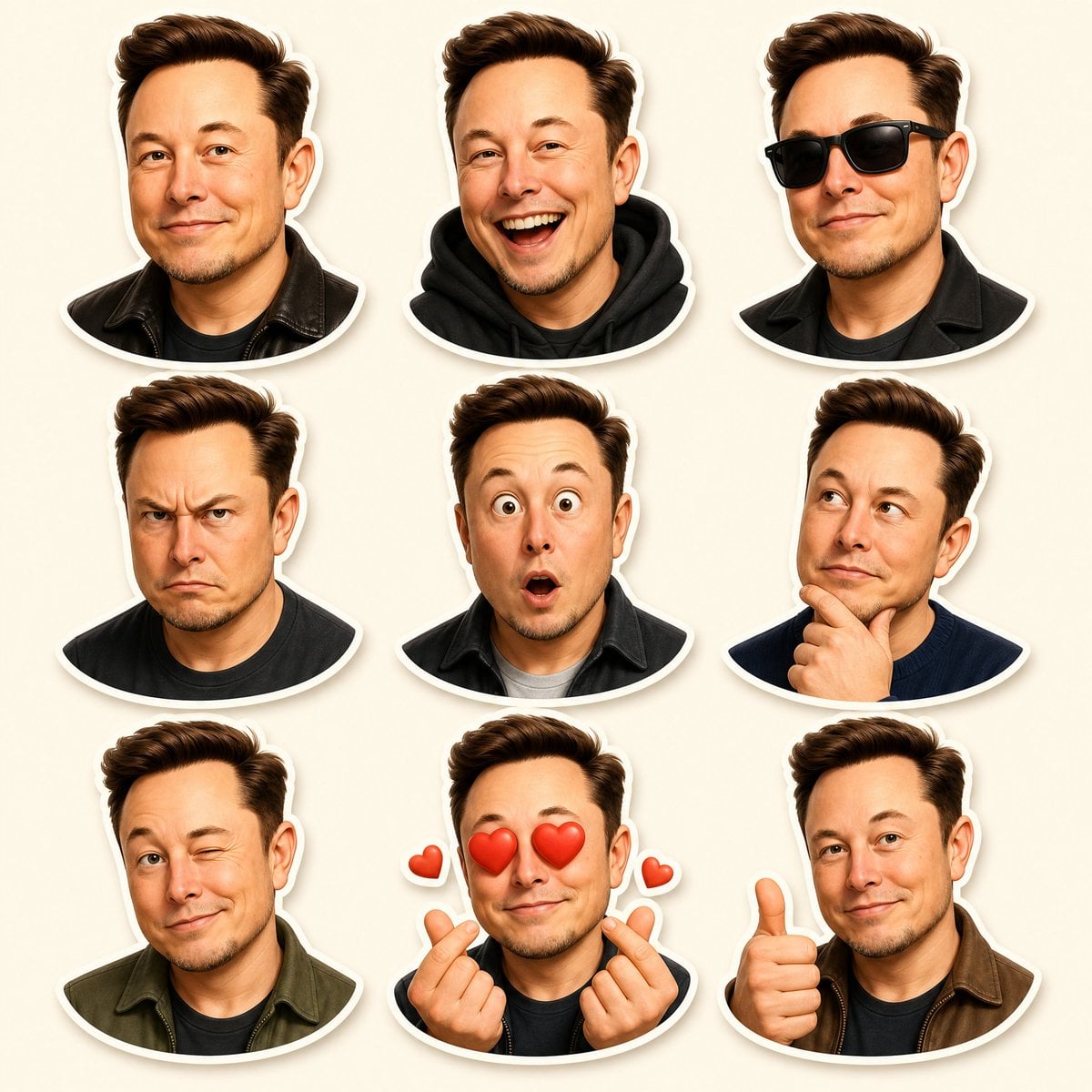 Create a premium Pixar-style 3D character sticker set that is clearly…