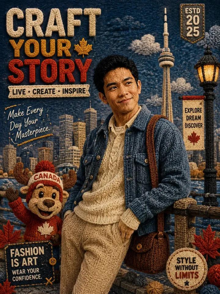 A premium-quality poster in a highly detailed Knitted Wool / Stop-Mot…