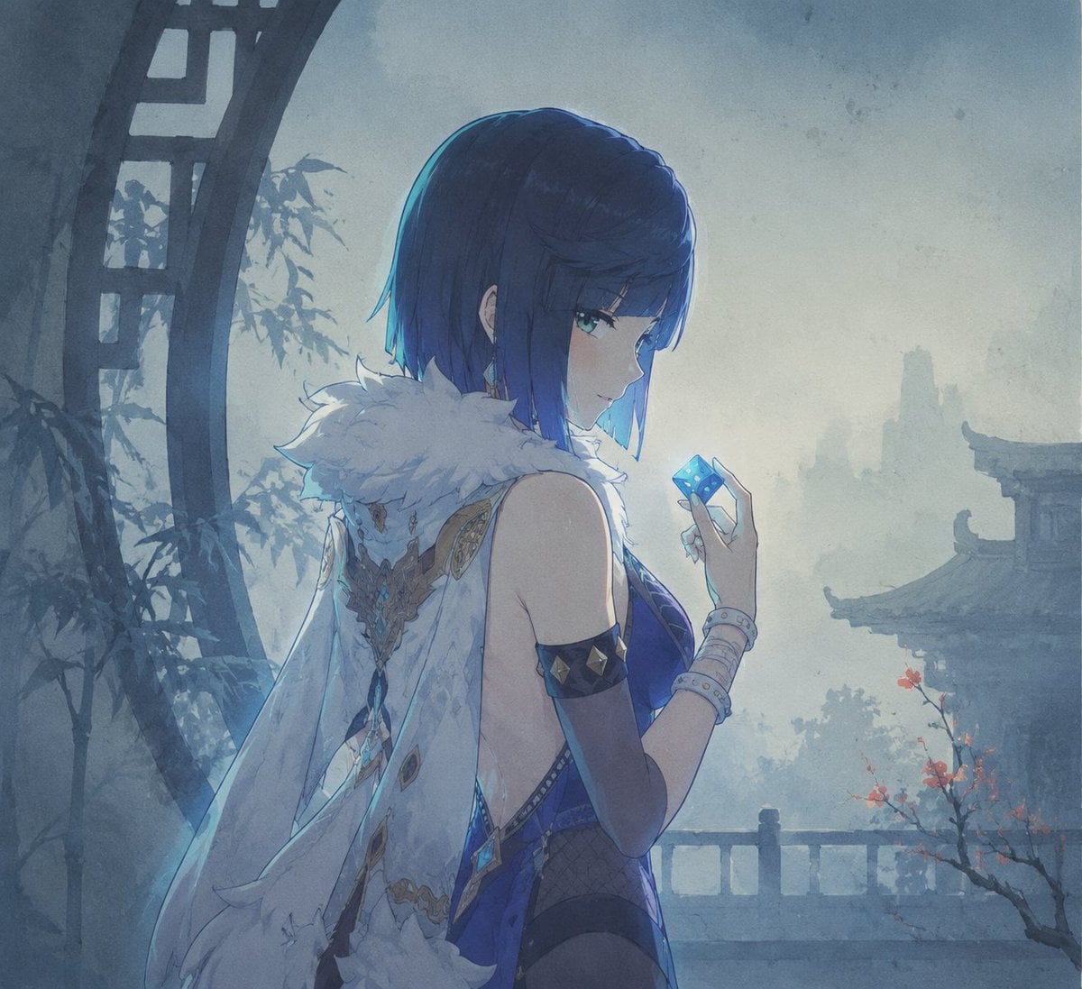 以“雾釉赛璐璐动画风”创作一张 2D 手绘动画分镜画面。 画面主体是[主体]，正在[动作/情绪]，处于[场景]中。整体像一帧安静的手绘动画…