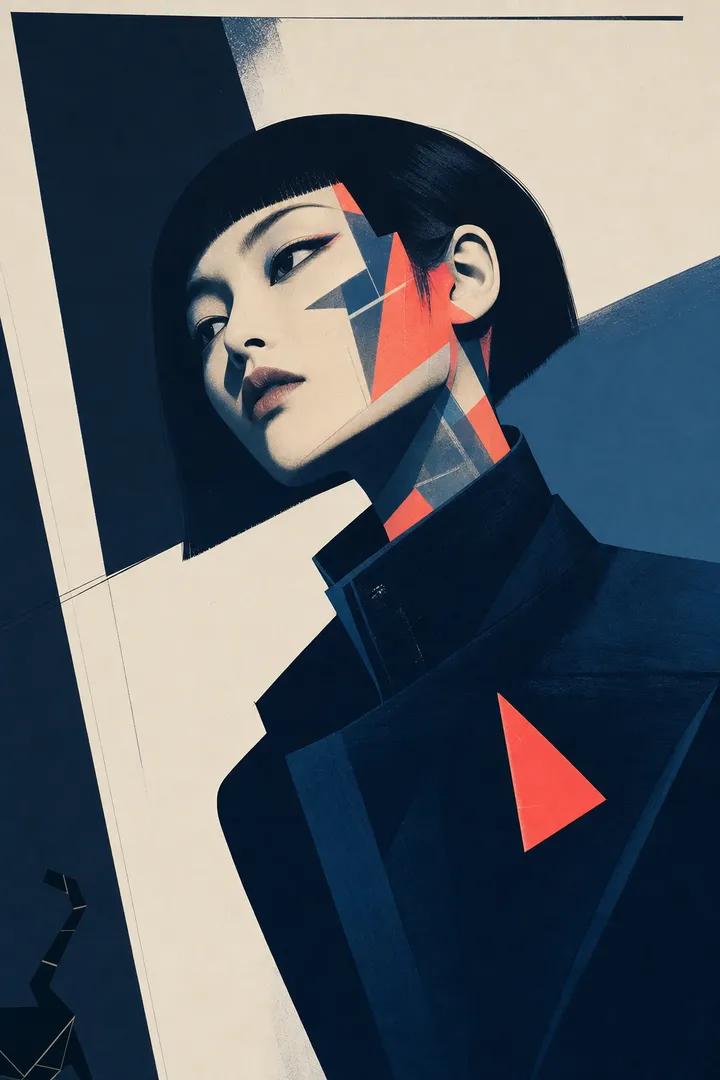 A striking piece of hard-edge modern art on matte archival paper, wit…