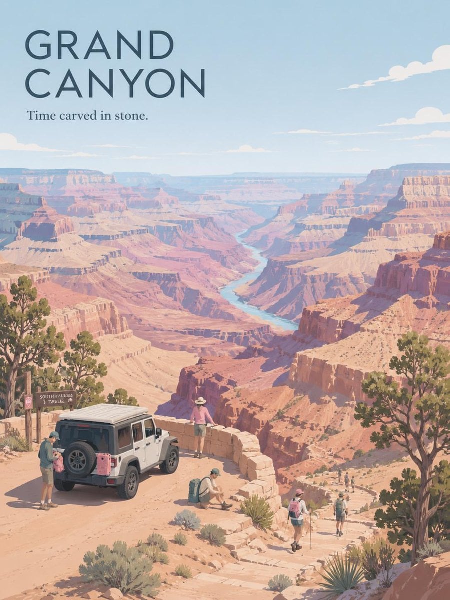 Create a premium minimalist vintage travel poster of [Location], insp…
