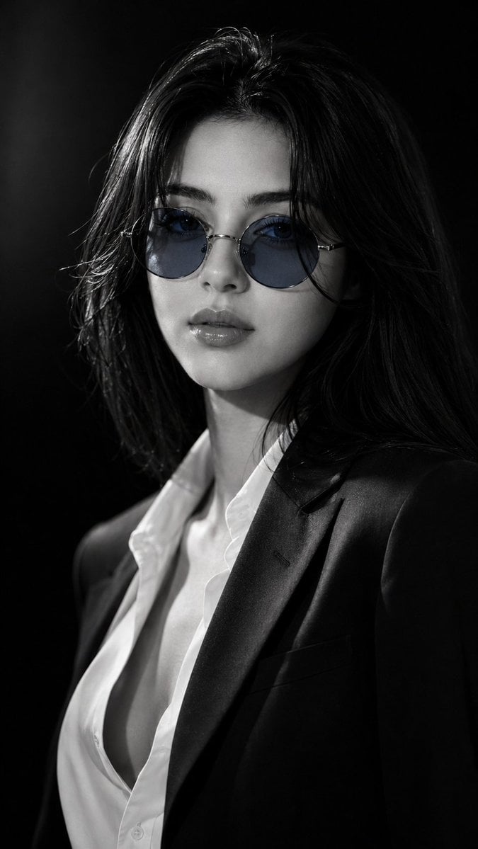 Ultra-realistic IMAX-level Netflix-style cinematic monochrome fashion…