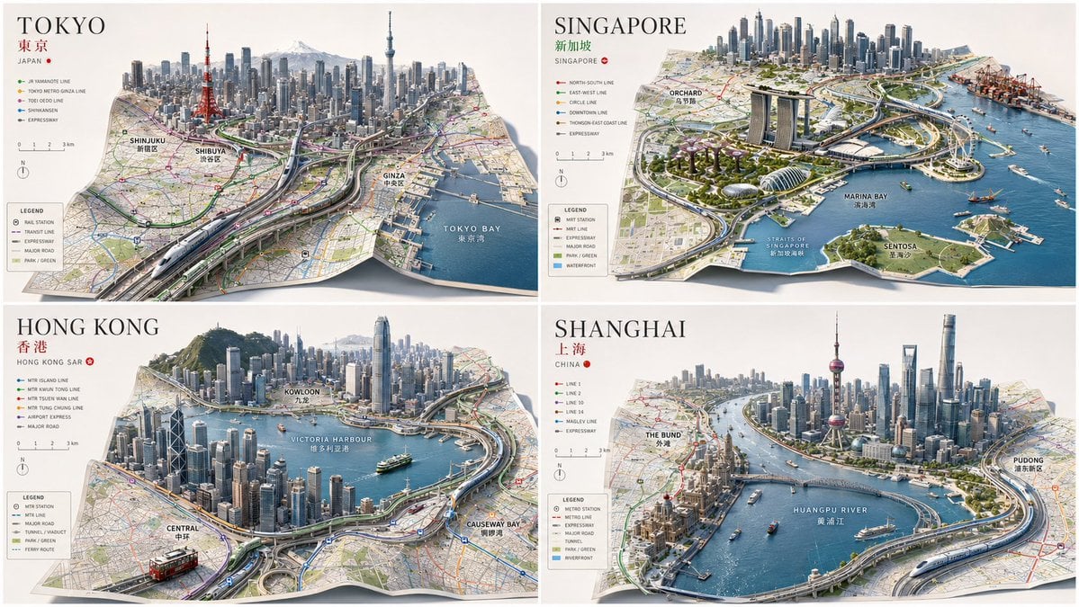 input ::= [City Or Place] + [Map Geometry] + [Urban System] + [Architectural Style] [concept] render [City Or…