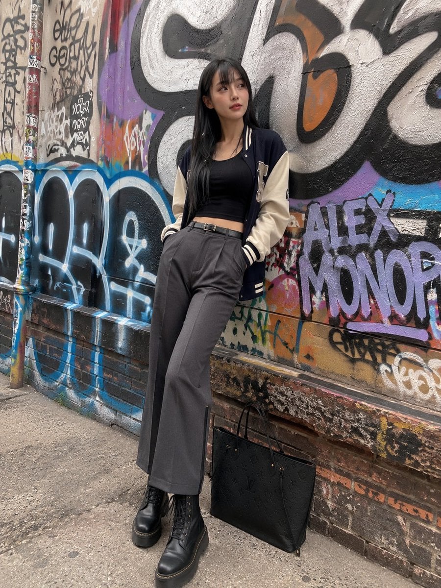 Photorealistic candid iPhone snapshot of a stylish young East Asian w…
