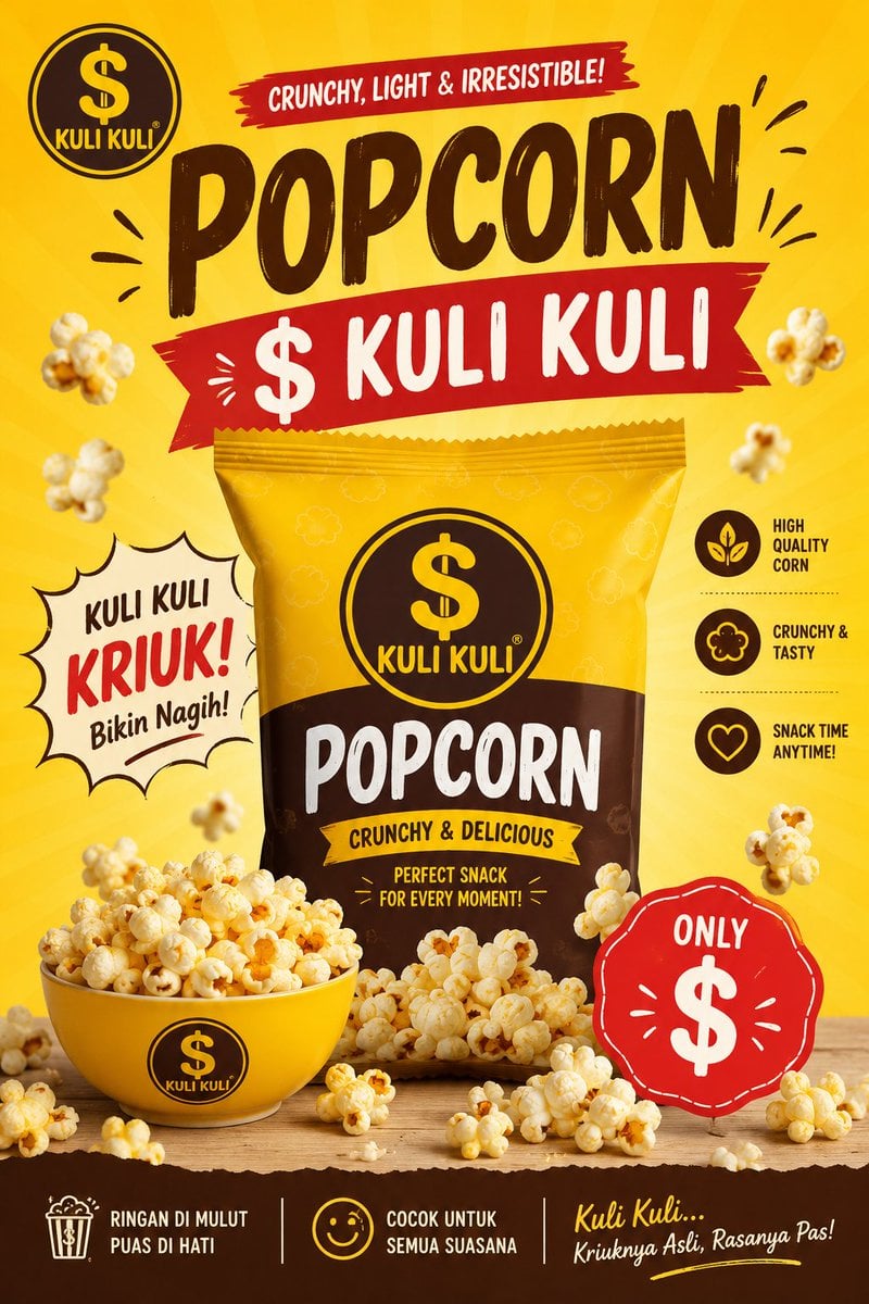 Premium Commercial Advertising Poster for "Popcorn $ Kuli Kuli" Creat…