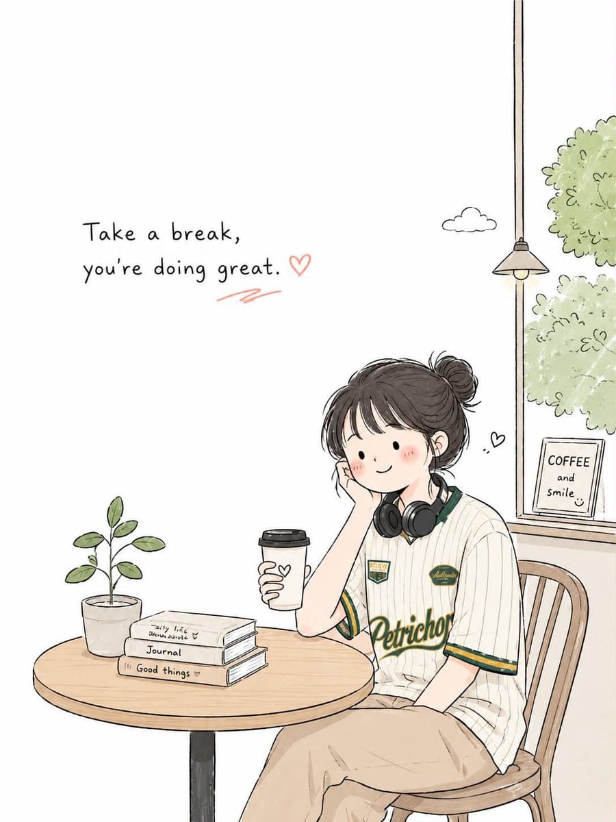 Create a simple and cute Korean doodled editorial illustration based…