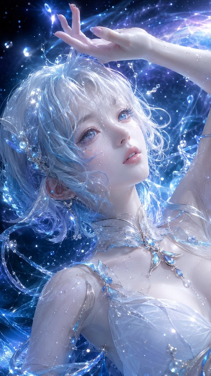 9:16 竖版，高精度 3D CG 东方幻想女性角色特写海报，3D CG oriental fantasy beauty portrait…